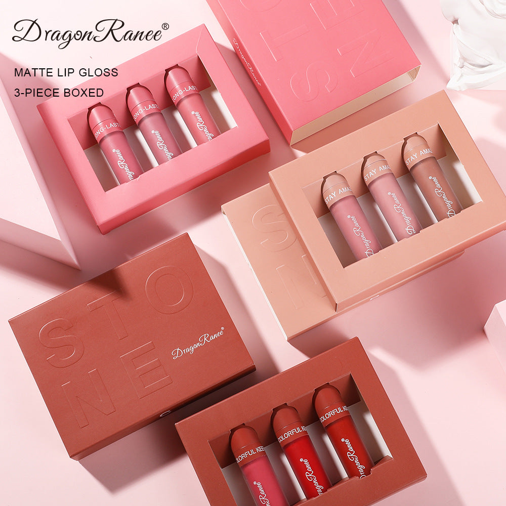 Set de 3 Piezas de Brillo Labial Mate - No se Adhiere a la Copa