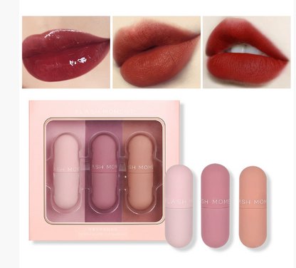 Set de 3 Piezas de Brillo Labial Mate - No se Adhiere a la Copa